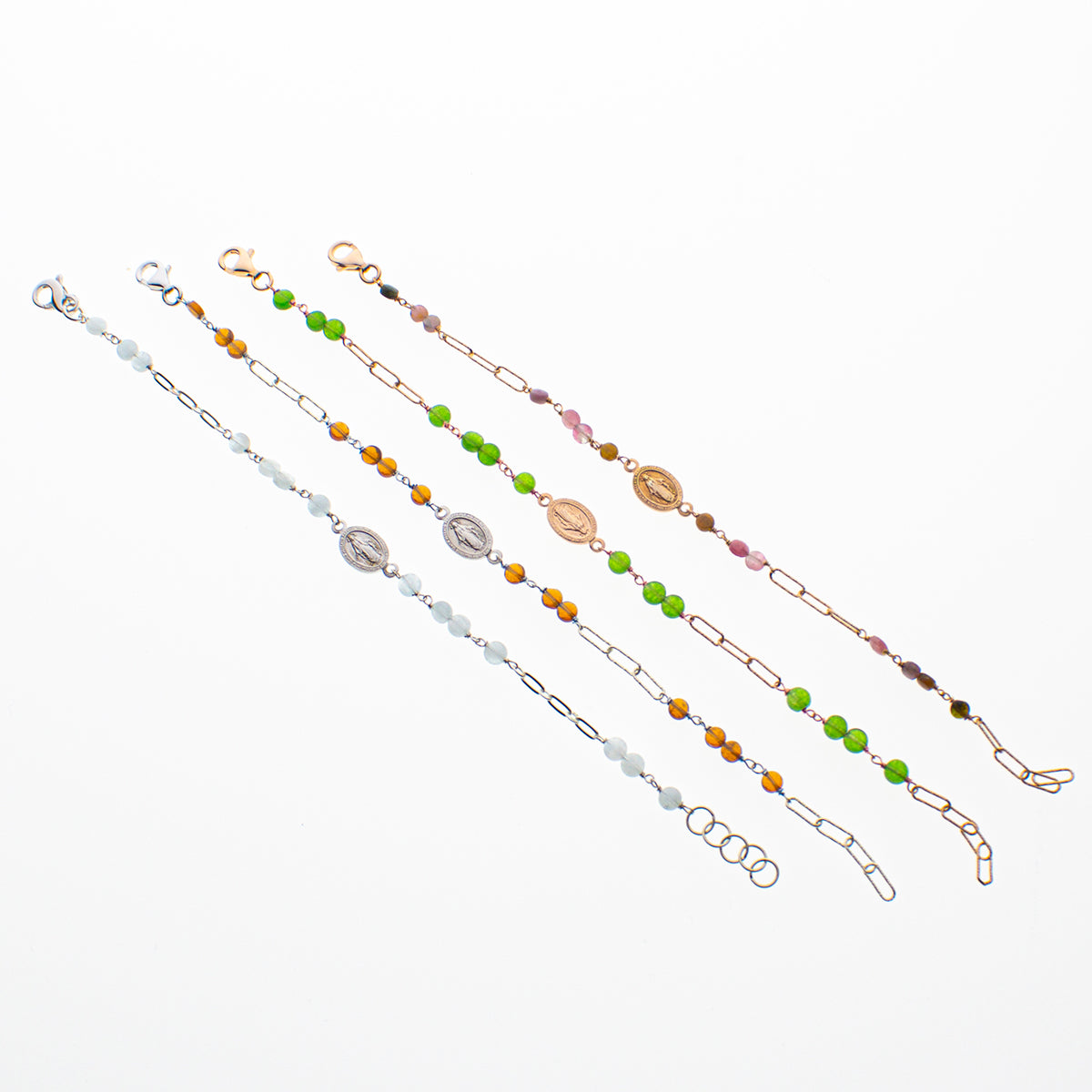 Braccialetti in argento 925/ooo, Pietre preziose & Madonnina