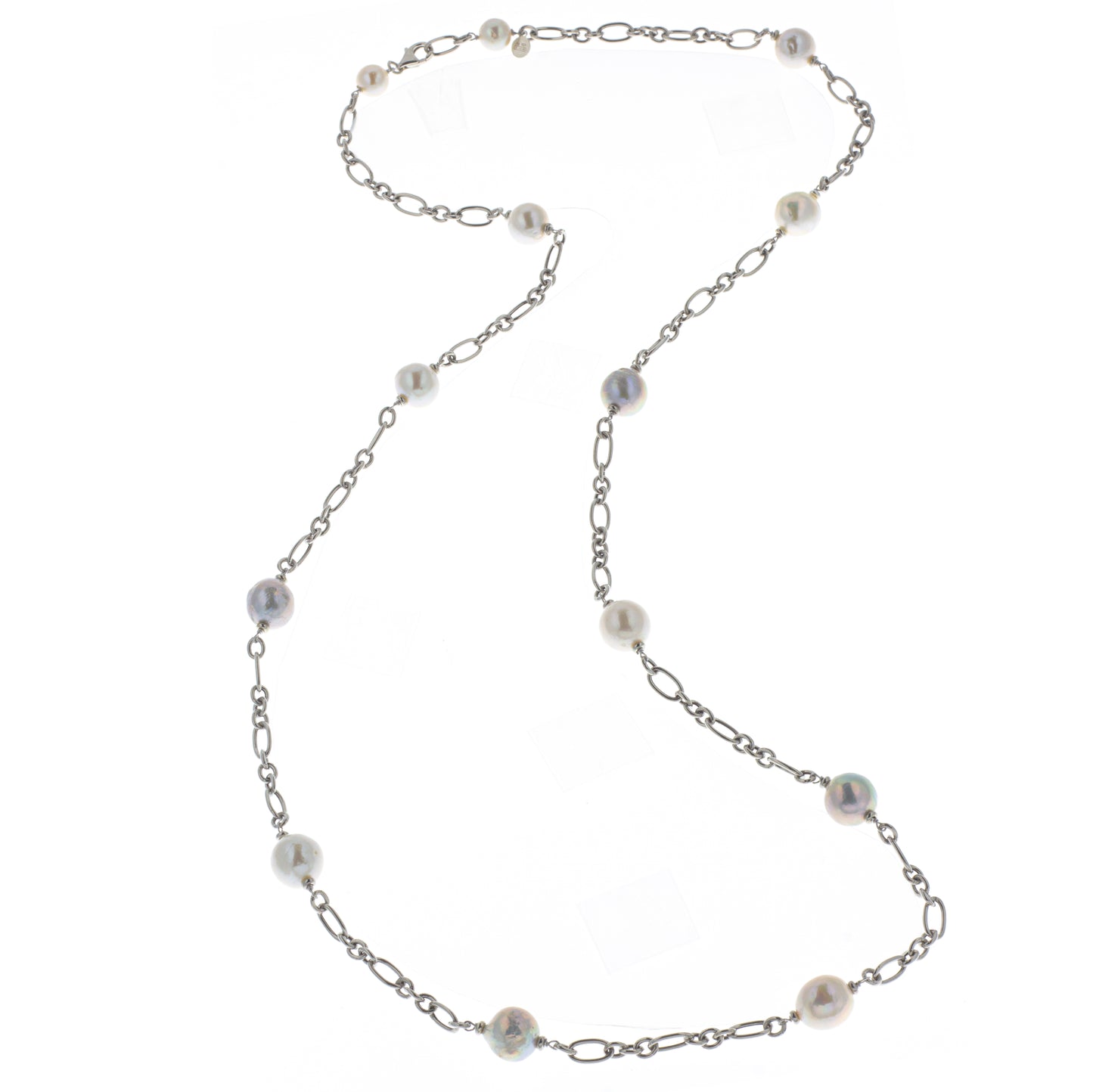 Collana girocollo argento 925/ooo placcato rodio, perle coltivate