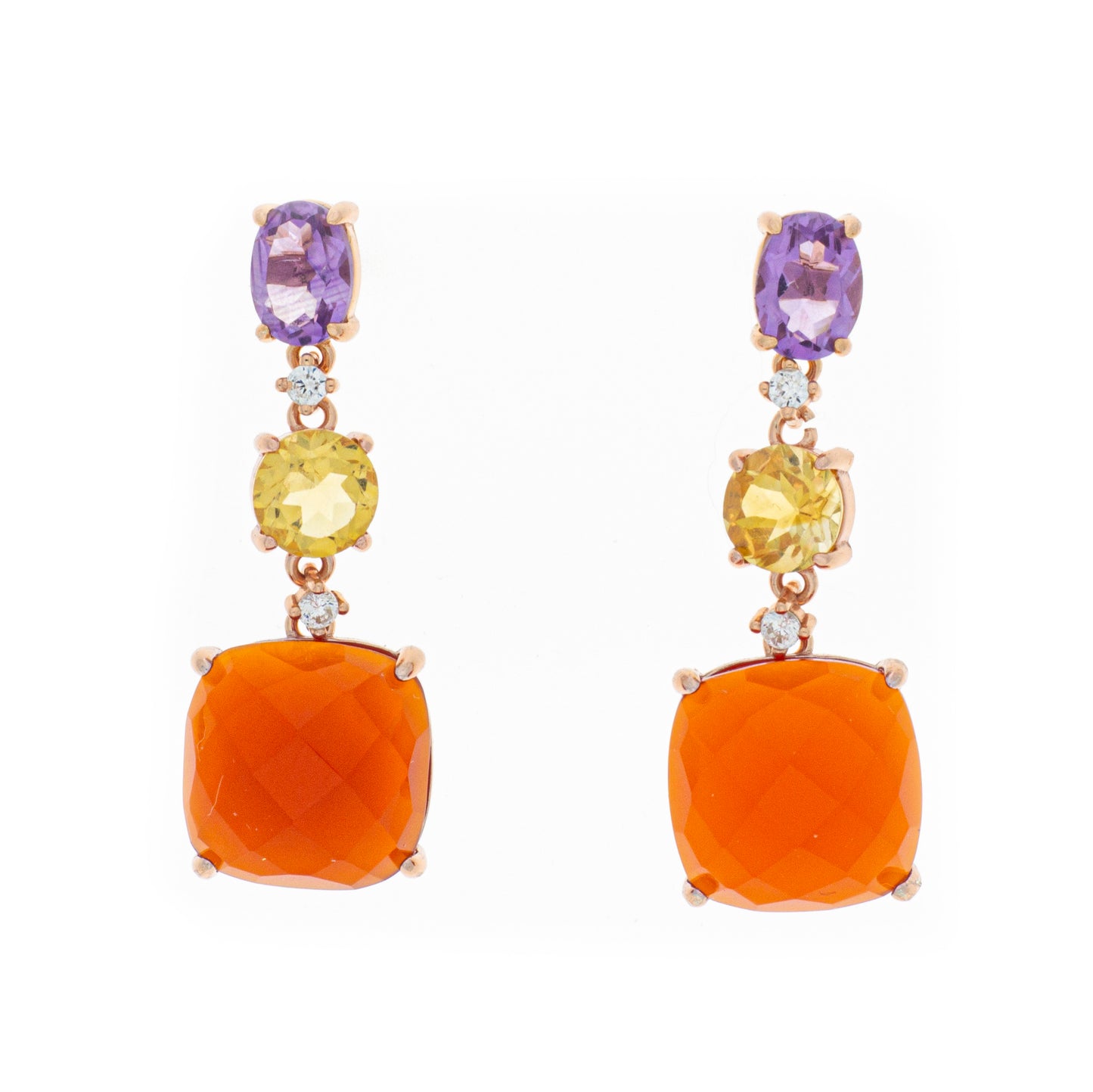 Orecchini in argento 925/ooo Quarzi e Rubini