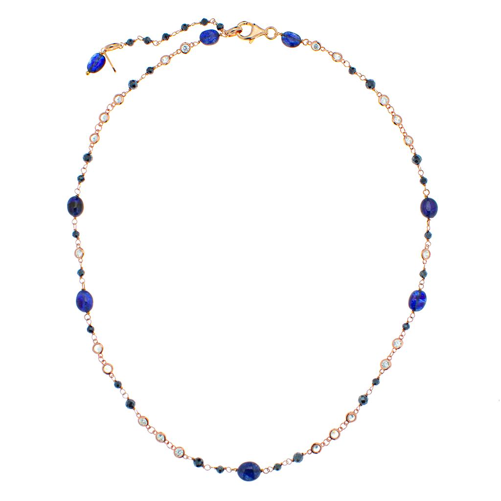 Collana in argento 925/ooo, Zaffiri blue & Zirconi bianchi
