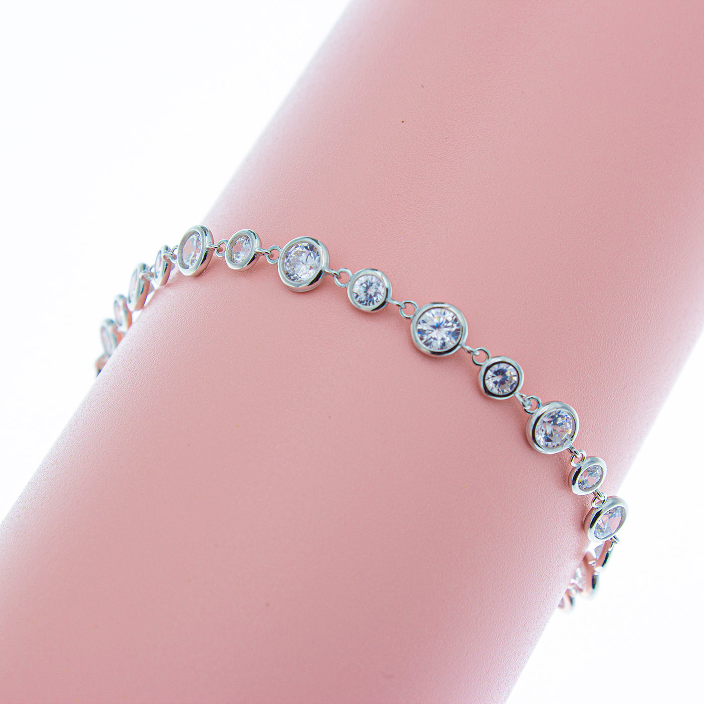 Braccialetto argento 925/ooo placcato rodio & Zirconi