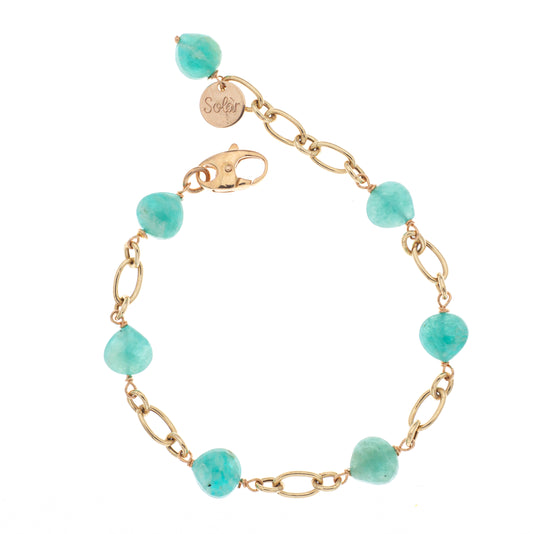 Braccialetto argento 925/ooo perle coltivate pietre di Acquamarina & Quarzi