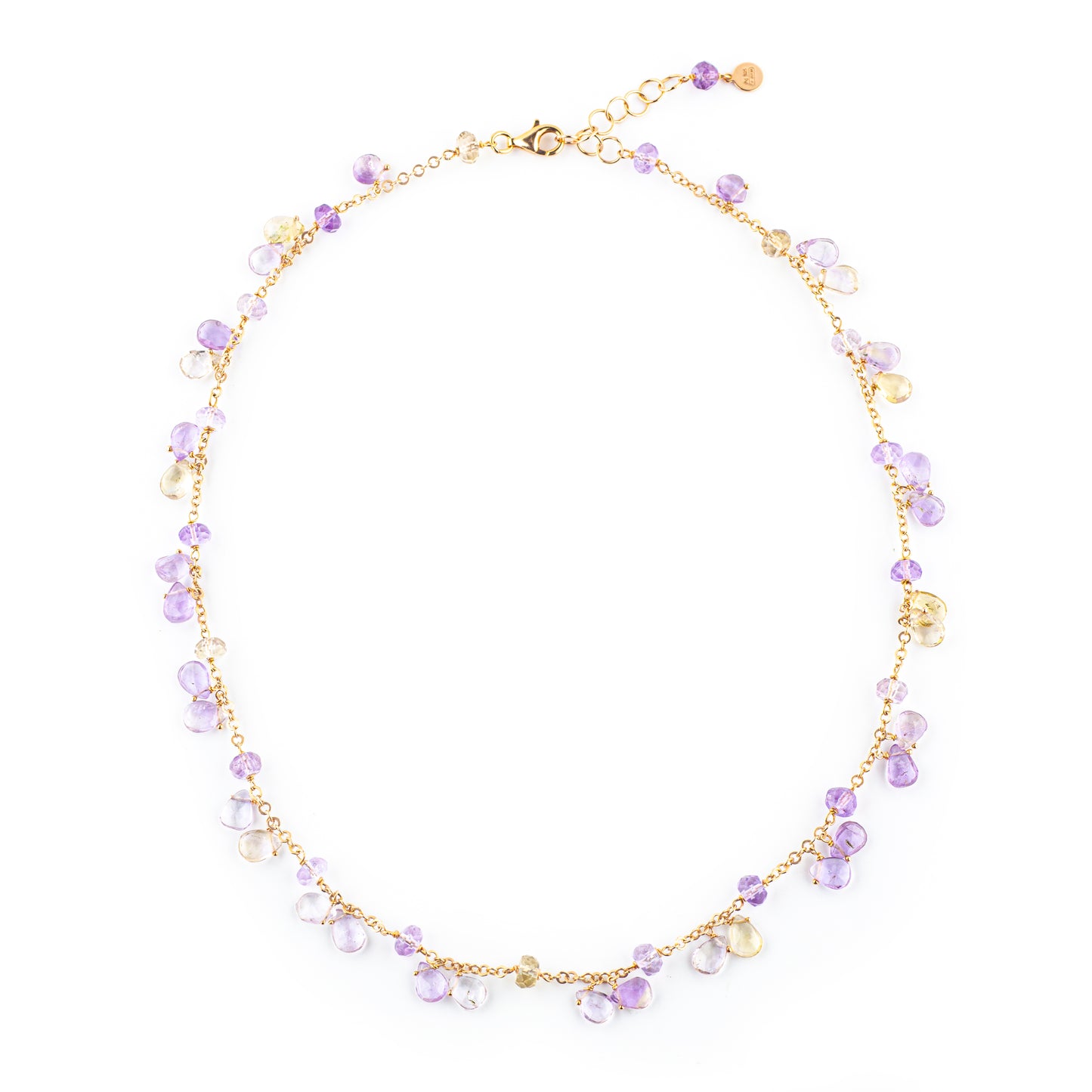 Collana girocollo argento 925/ooo pietre di Quarzo Ametrina