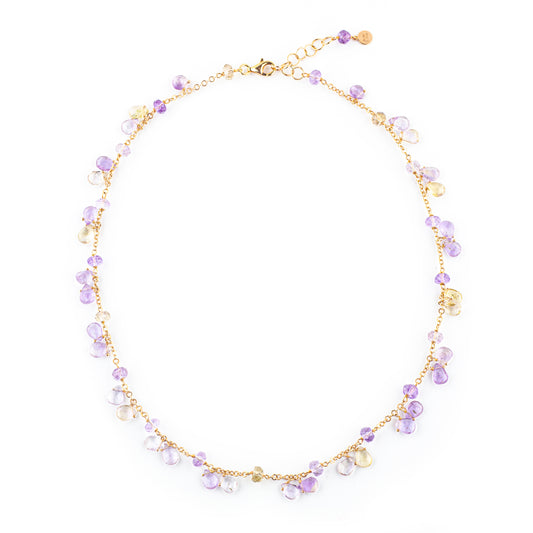 Collana girocollo argento 925/ooo pietre di Quarzo Ametrina