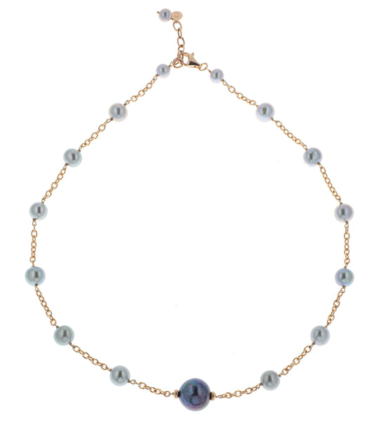 Collana girocollo argento 925/ooo perle coltivate