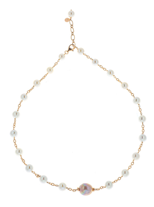Collana girocollo argento 925/ooo perle coltivate