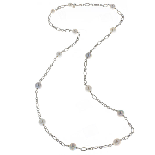 Collana girocollo argento 925/ooo placcato rodio, perle coltivate