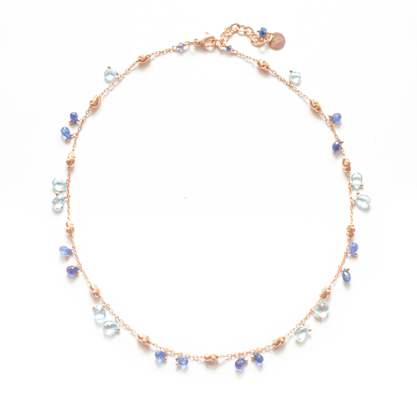 Collana girocollo argento 925/ooo pietre di Topazio azzurro & Cianite
