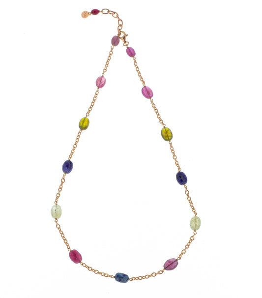 Collana girocollo argento 925/ooo Zaffiri multi colore