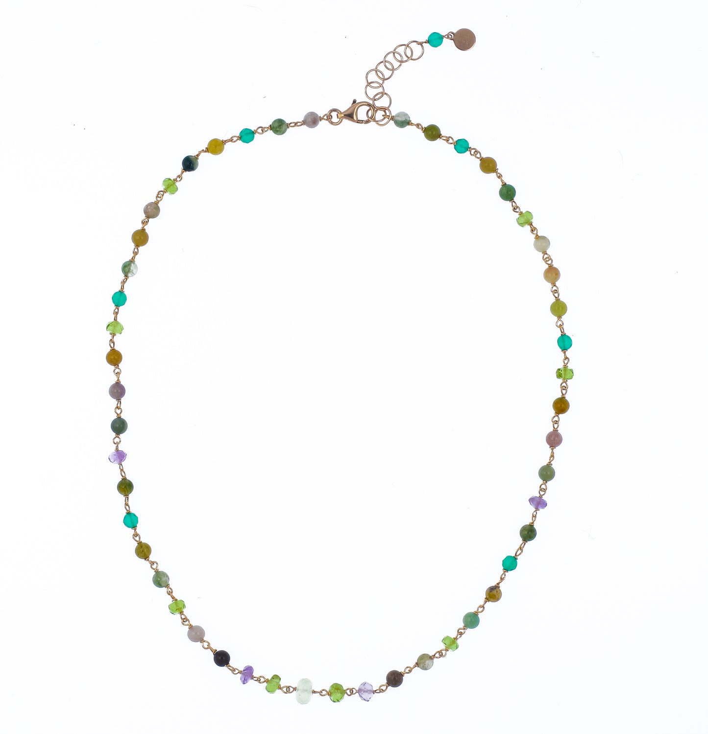 Girocollo in argento 925/ooo | Rosè | Agata multicolor | Peridoto | Ametista