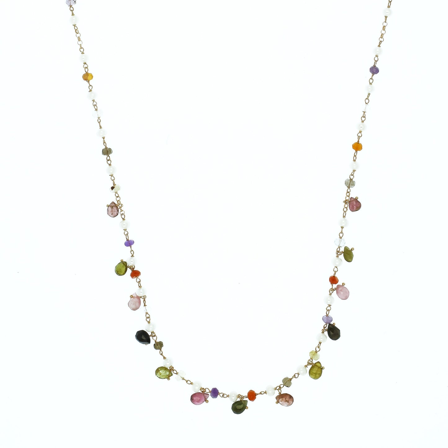 Collana in argento 925/ooo | Perle coltivate acqua dolce & Tormaline multicolor