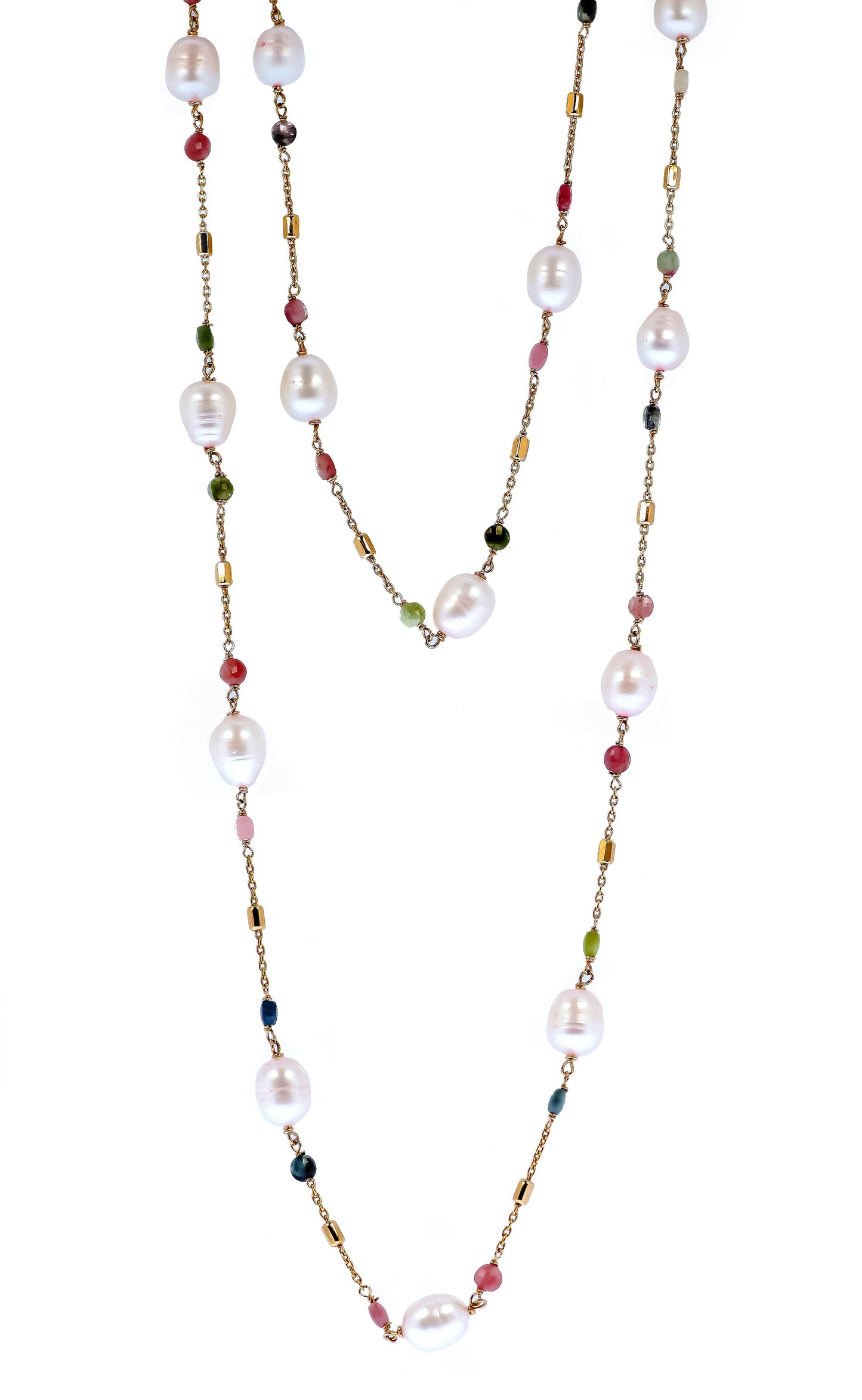 Collana in argento 925/ooo | Perle rosa & Tormaline multicolor