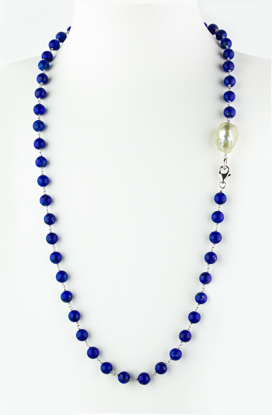 Collana in argento 925/ooo | Lapis Naturale | Perla