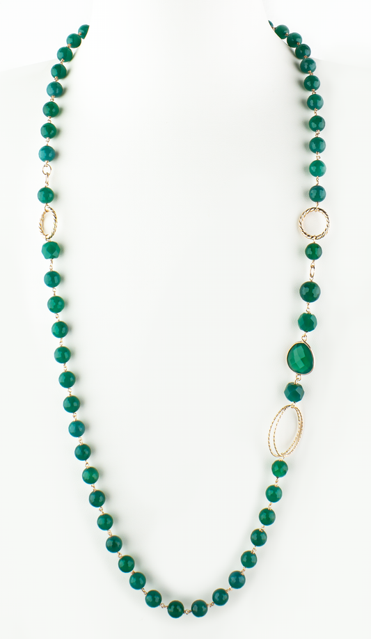 Collana in argento 925/ooo | Green Onyx naturale |