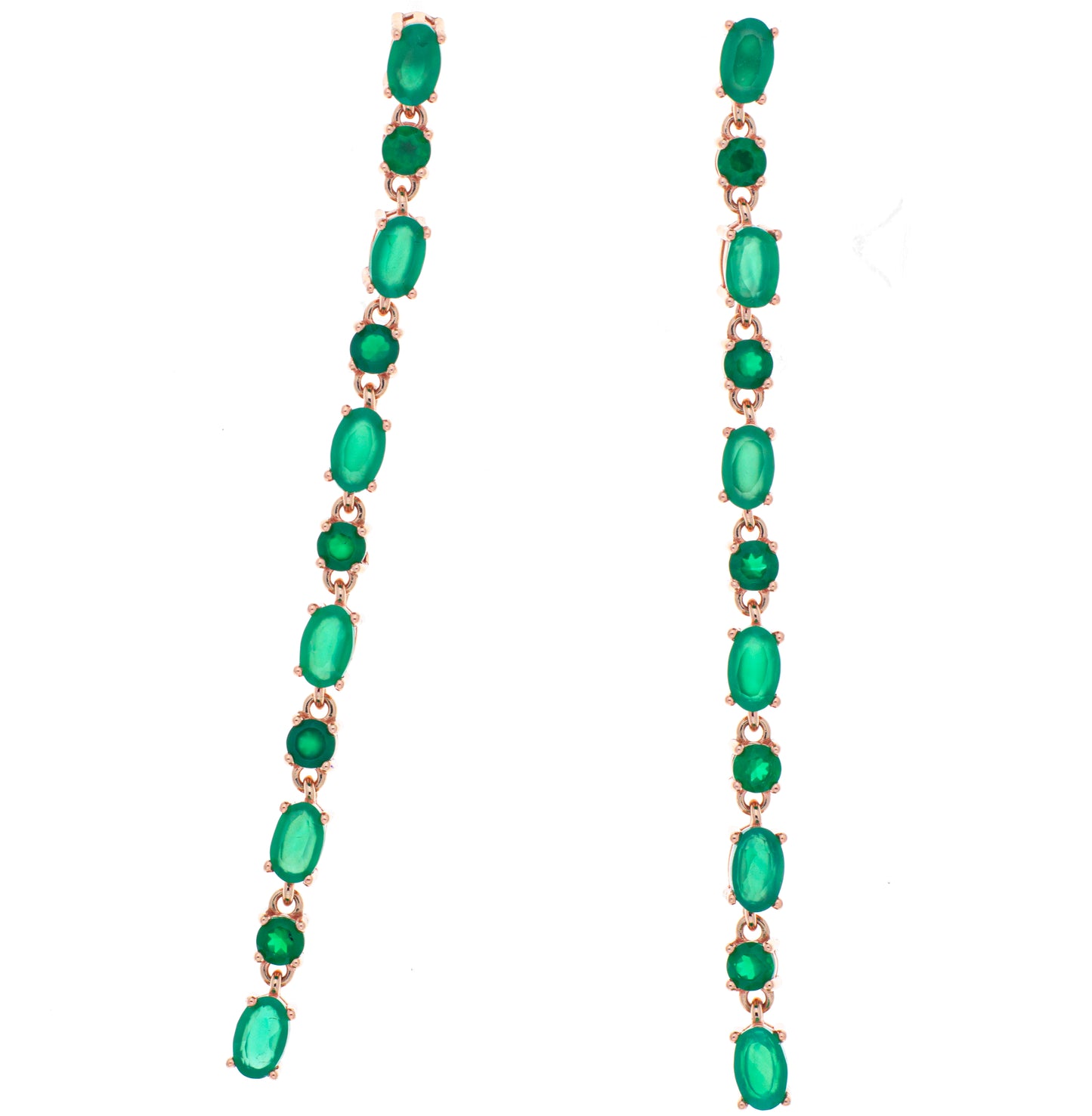 Orecchini in argento 925/ooo placcato oro rosè 18 Kt, Onice verde