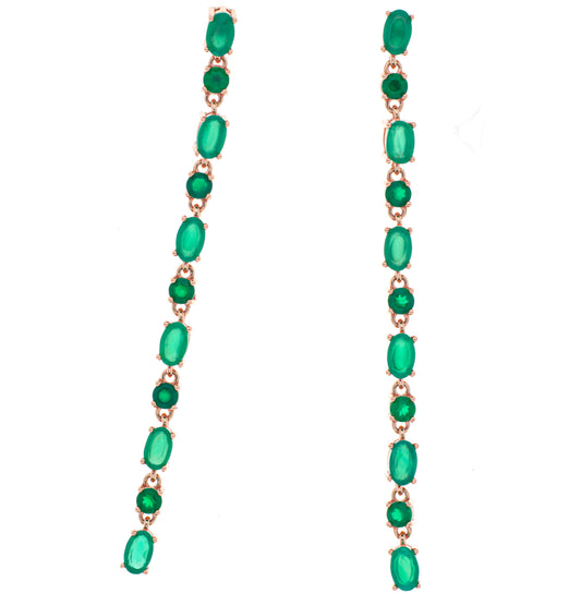 Orecchini in argento 925/ooo placcato oro rosè 18 Kt, Onice verde