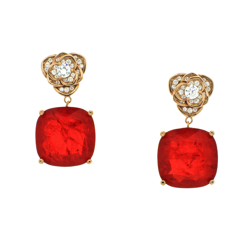 Orecchini in argento 925/ooo placcato oro rosè 18 Kt, Quarzi idrotermali