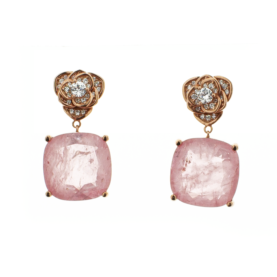 Orecchini in argento 925/ooo placcato oro rosè 18 Kt, Quarzi idrotermali