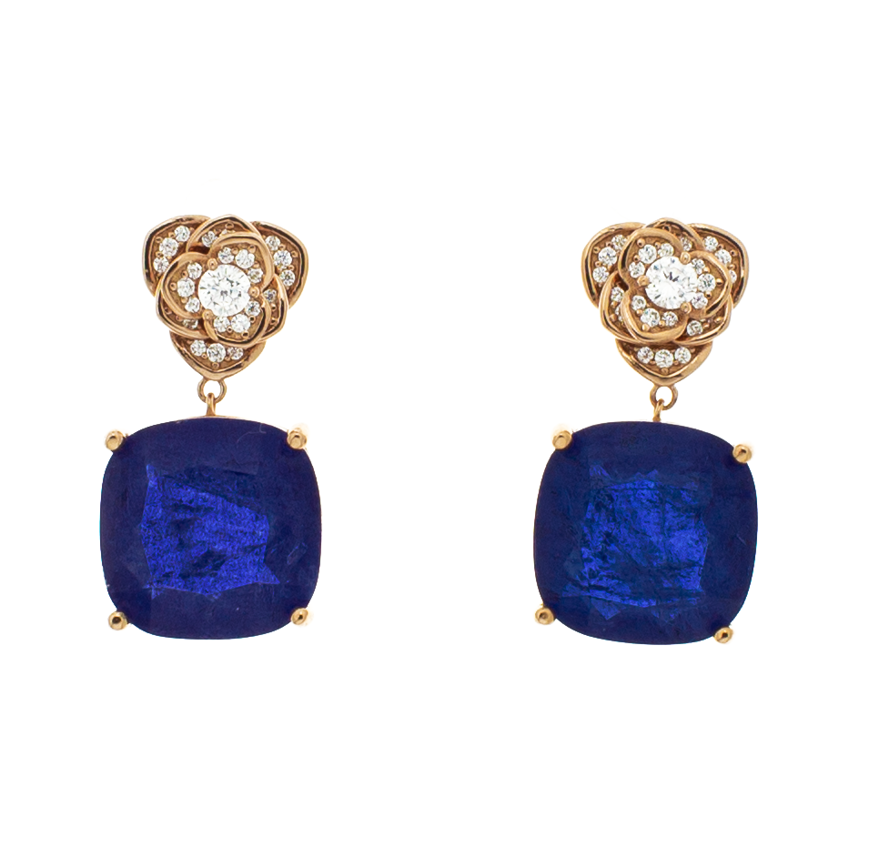 Orecchini in argento 925/ooo placcato oro rosè 18 Kt, Quarzi idrotermali