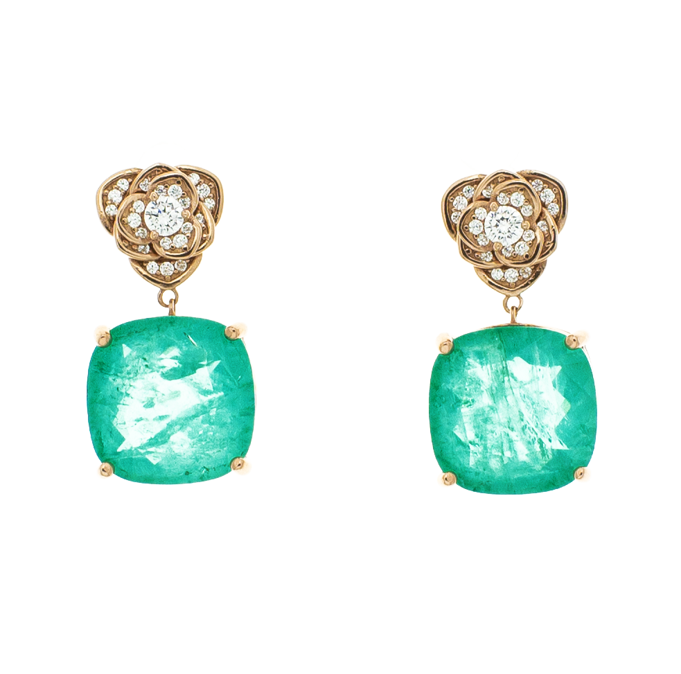 Orecchini in argento 925/ooo placcato oro rosè 18 Kt, Quarzi idrotermali
