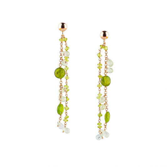 Orecchini in argento 925/ooo placcato oro rosa, pietre in Peridoto & Prenite
