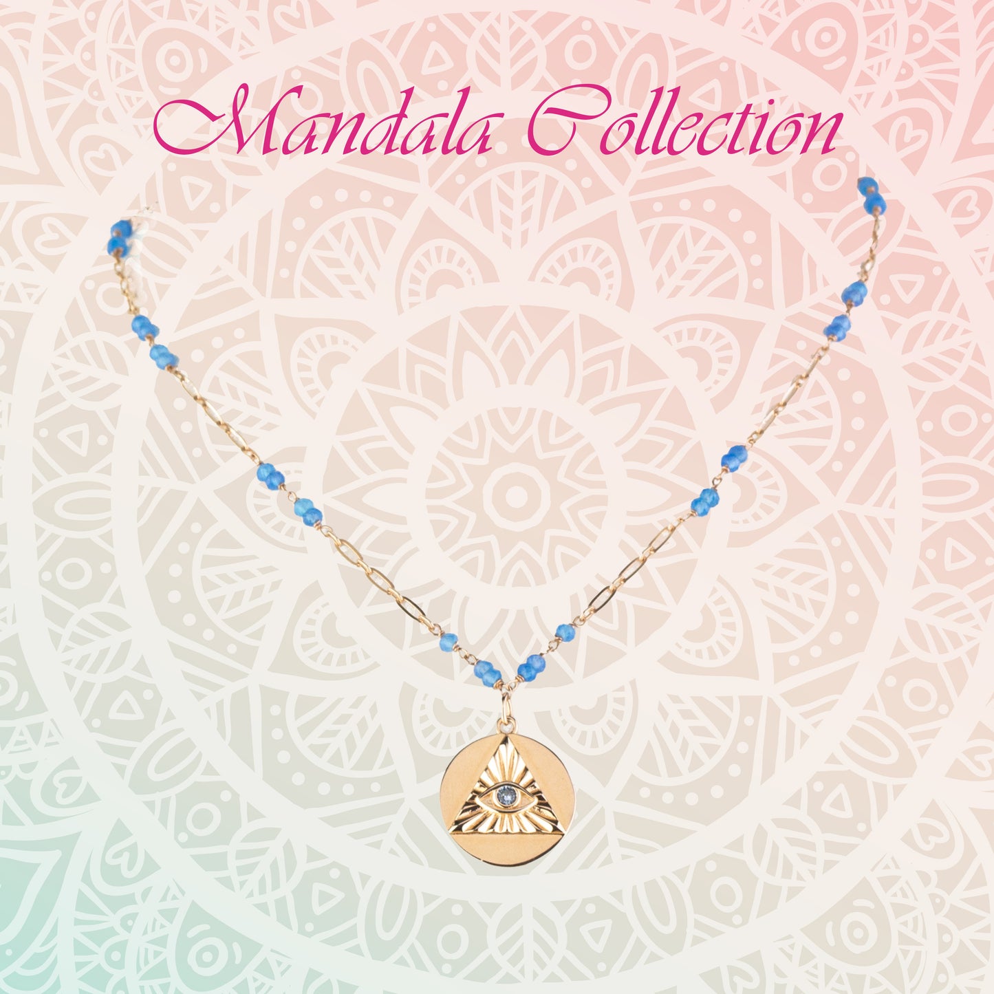 Girocollo in argento 925/ooo con medaglia mandala & pietre preziose