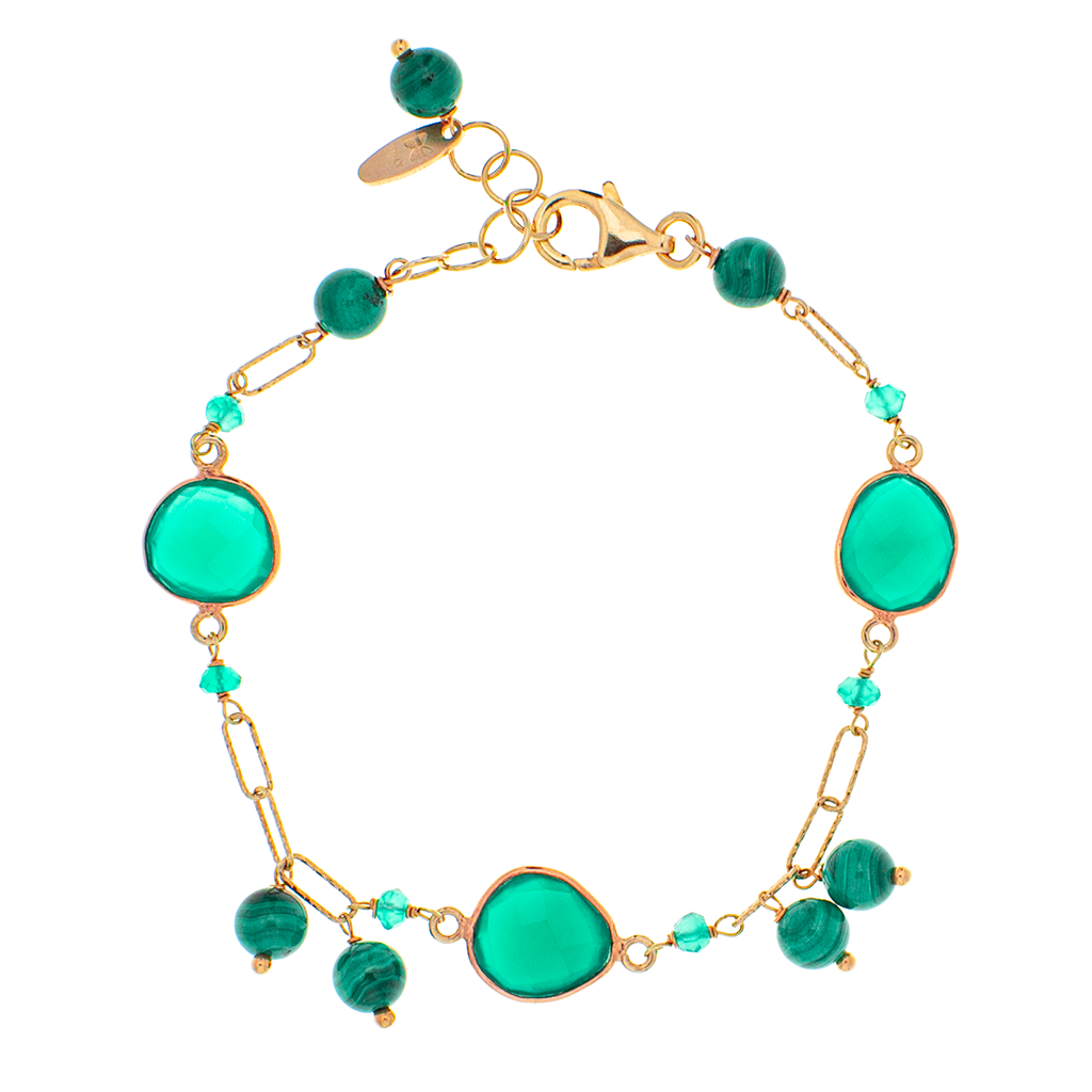 Braccialetti in argento 925/ooo Agata verde & Malachite