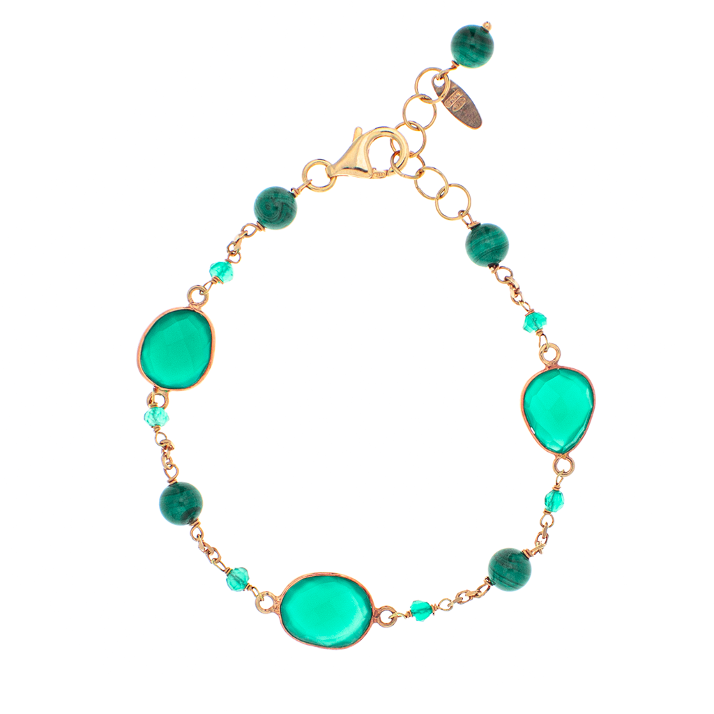 Braccialetti in argento 925/ooo Agata verde & Malachite