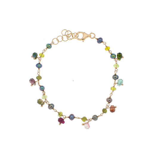 Braccialetti in argento 925/ooo Tormaline & perle