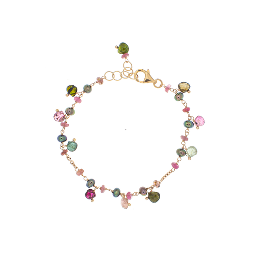 Braccialetti in argento 925/ooo Tormaline & perle coltivate