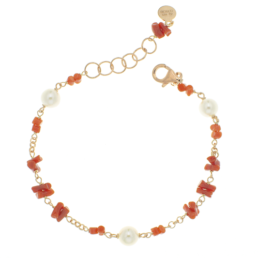 Braccialetti in argento 925/ooo corallo & perle