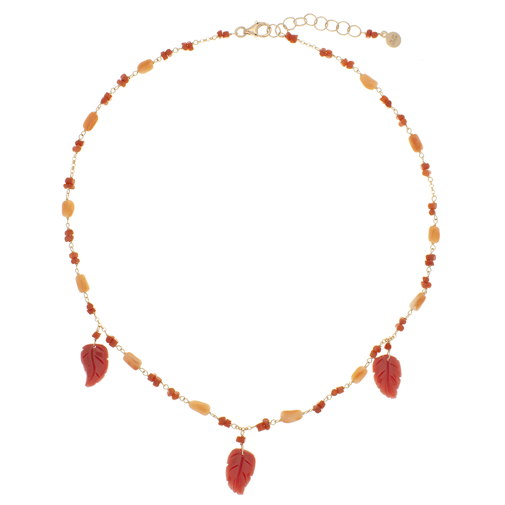 Collana in argento 925/ooo, corallo & conchiglia