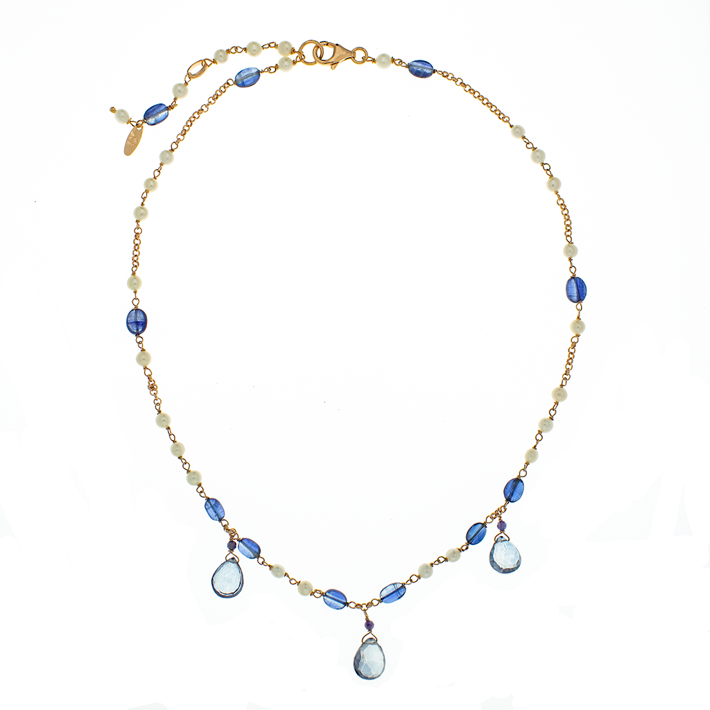 Collana in argento 925/ooo, pietre naturali e perle coltivate