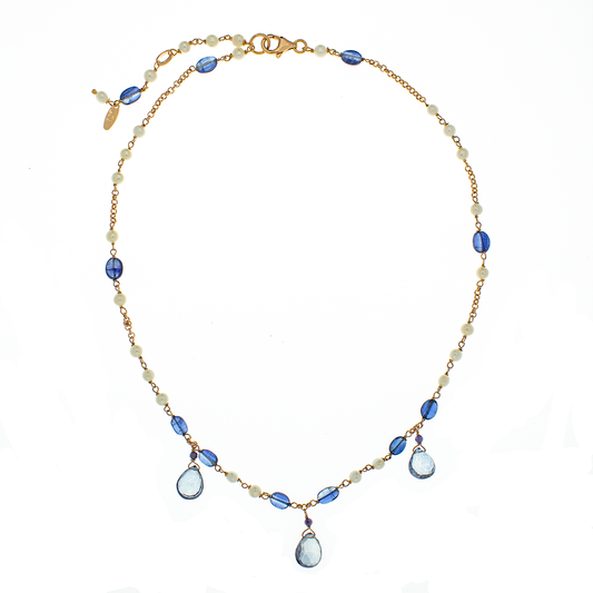 Collana in argento 925/ooo, pietre naturali e perle coltivate