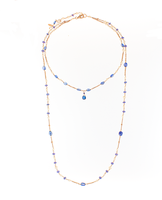 Collana in argento 925/ooo, pietre naturali e perle coltivate