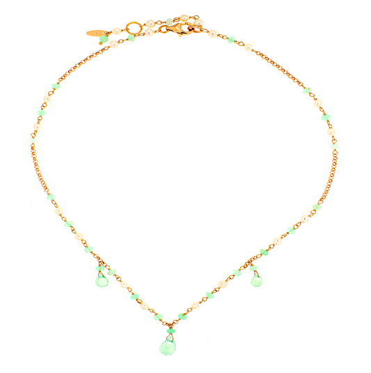 Collana in argento 925/ooo, pietre naturali e perle coltivate