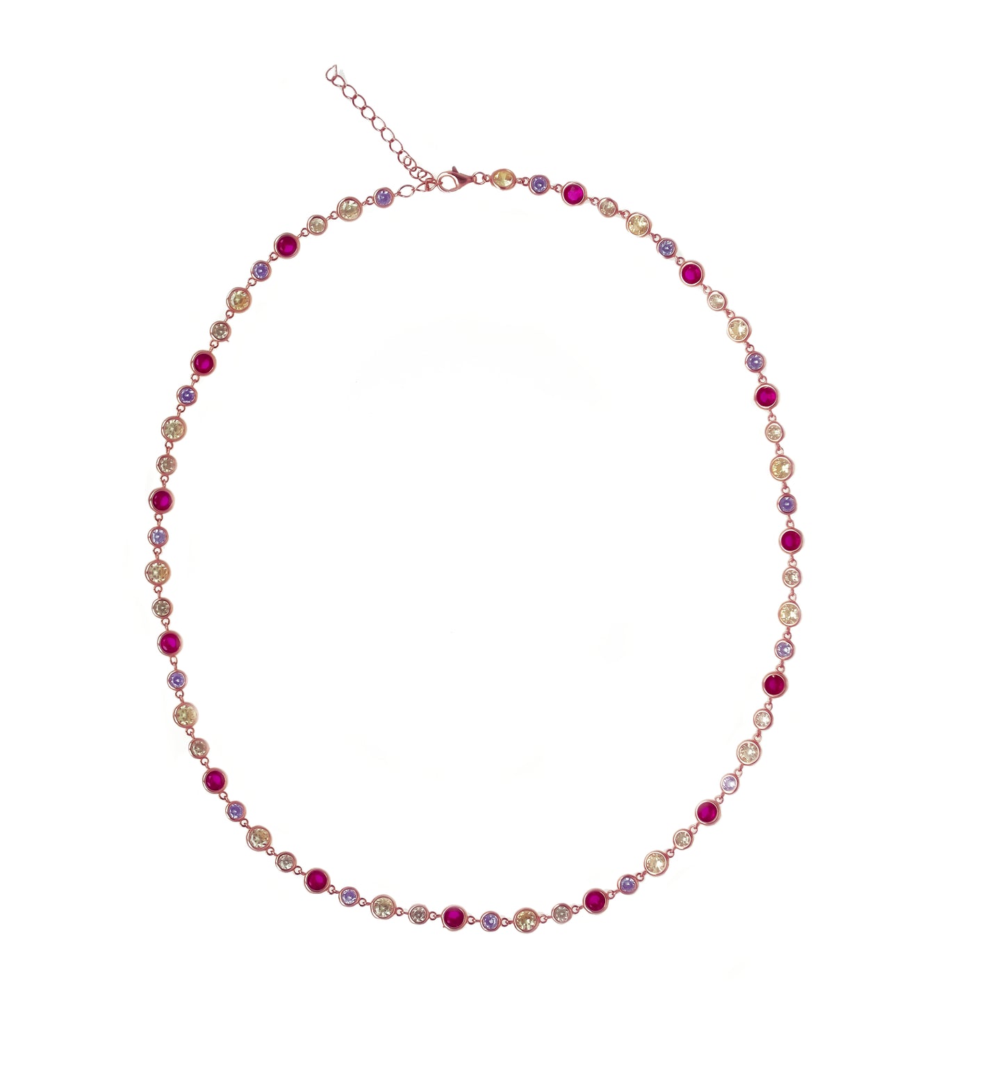 Collana argento 925/ooo placcato oro rosè, pietre preziose